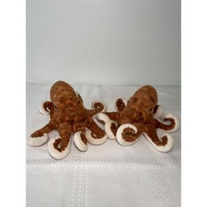 2 Wild Republic Octopus Plush Stuffed‎ Animal Toy Cuddlekins Brown White